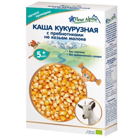 Каша на козьем молоке Органик Кукурузная с пребиотиками Fleur Alpine , 5 мес., 200/6