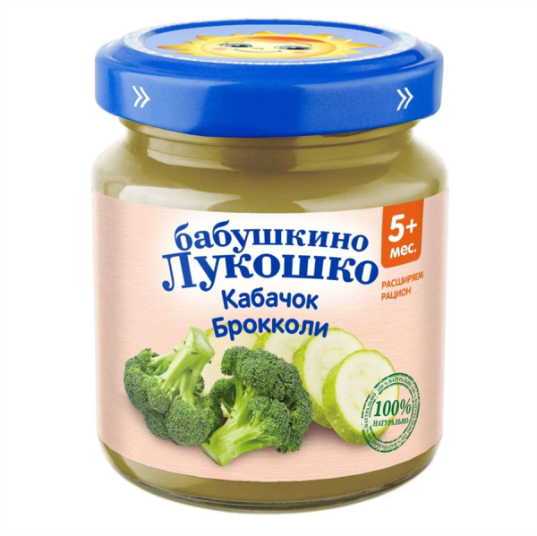 Бабушкино лукошко пюре из кабачков и капусты брокколи 100г