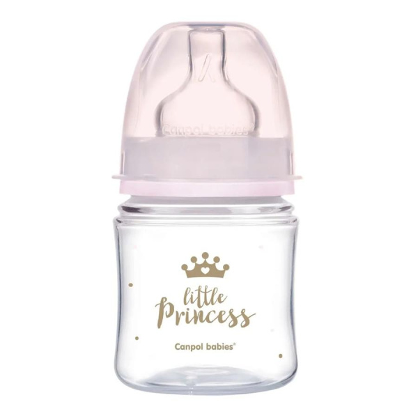 Canpol 35/233_pin Антиколиковая бутылочка с широким горлышком Easy Start - ROYAL BABY 120 мл PP розовая