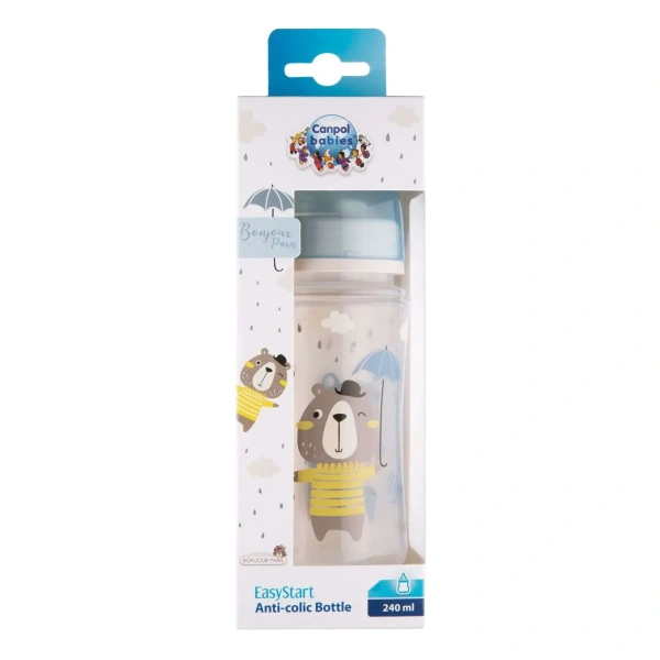 Canpol babies 35/232_blu Антиколиковая бутылочка с широким горлышком Easy Start - BONJOUR PARIS 240 мл PP