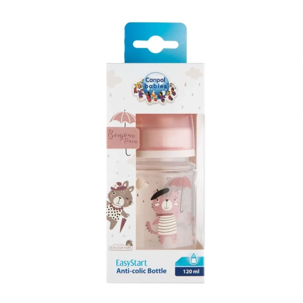 Canpol 35/231_pin Антиколиковая бутылочка с широким горлышком Easy Start - BONJOUR PARIS 120 мл PP