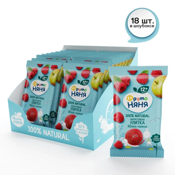 ФрутоНяня 15 гр Фруктовые Кусочки-Улитки (Яблоко, малина)